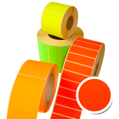 Bobine de 2000 ETIQUETTES 30 X 30 MM ROND FLUO ROUGE