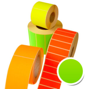 Bobine de 2000 ETIQUETTES 30 X 30 MM ROND FLUO  VERT