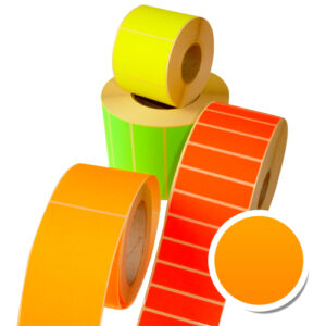 BOBINE DE 1000 ETIQUETTES 100 X 100 MM CARRE FLUO ORANGE