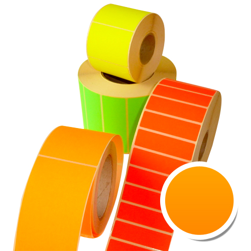 Bobine de 2000 ETIQUETTES 30 X 30 MM ROND FLUO ORANGE