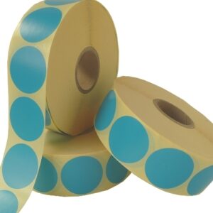 15 X 15 MM rond couché bleu, BOBINE DE 2500, Mandrin 40 mm