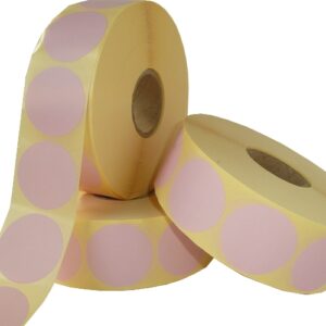 15 X 15 MM rond couché rose, BOBINE DE 2500, Mandrin 40 mm