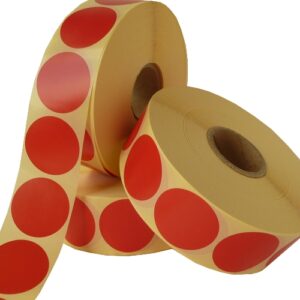 15 X 15 MM rond couché rouge, BOBINE DE 2500, Mandrin 40 mm