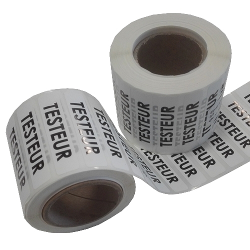 Étiquette de sécurité "TESTEUR" destructible format 35 x 10 mm - bobine de 1000 – Image 2
