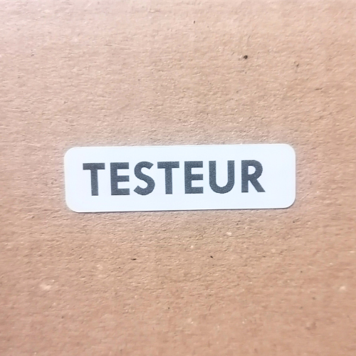 Étiquette de sécurité "TESTEUR" destructible format 35 x 10 mm - bobine de 1000